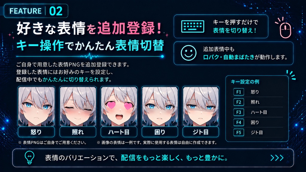 【PNGTuber・OBS対応】声うごPNG|マイク連動・あいうえお5母音口パク・自動まばたき対応【Windows】