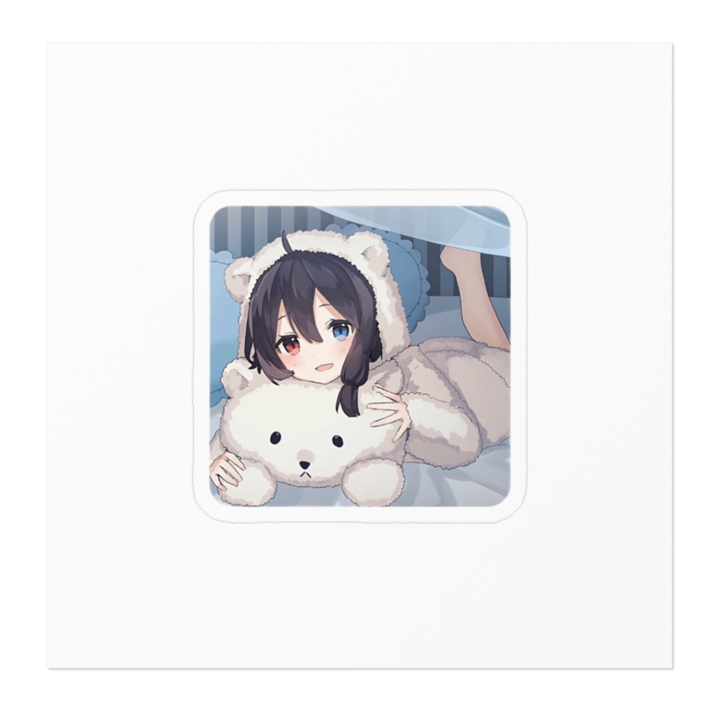 白熊イヴ おやすみステッカー スクエア型