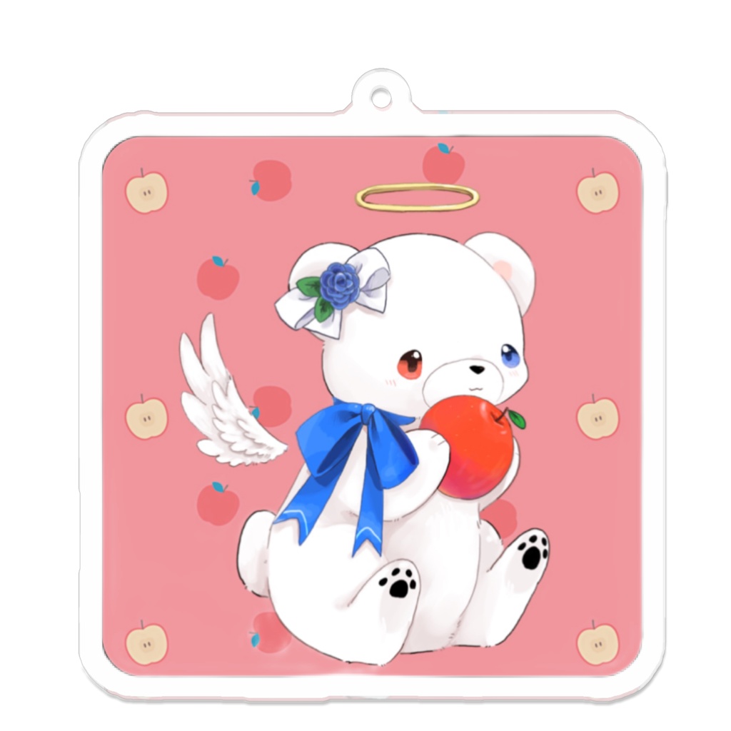 白いʕ•ᴥ•ʔｸﾏｸﾏ アクリルキーホルダー スクエア型