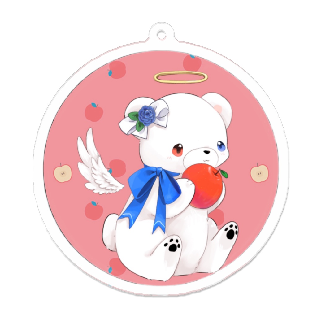 白いʕ•ᴥ•ʔｸﾏｸﾏ アクリルキーホルダー 丸型