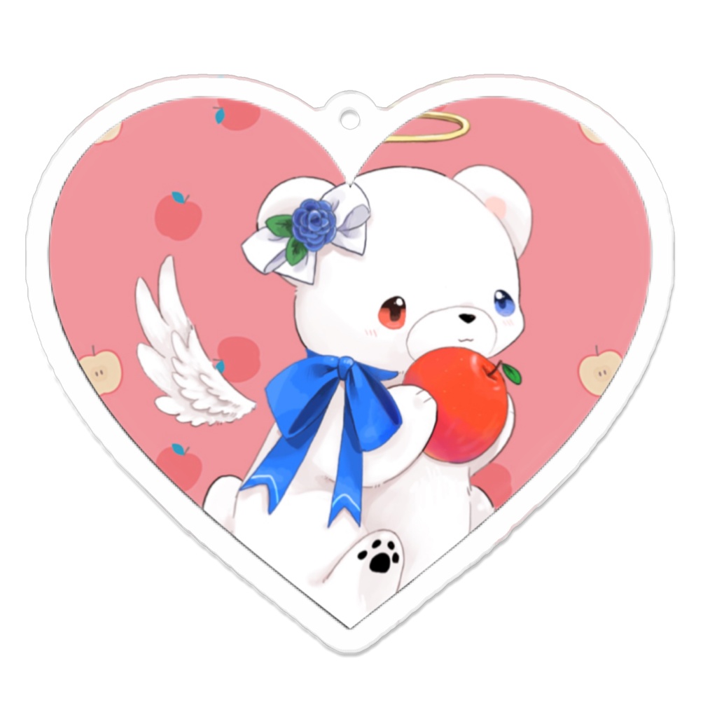 白いʕ•ᴥ•ʔｸﾏｸﾏ アクリルキーホルダー ハート型