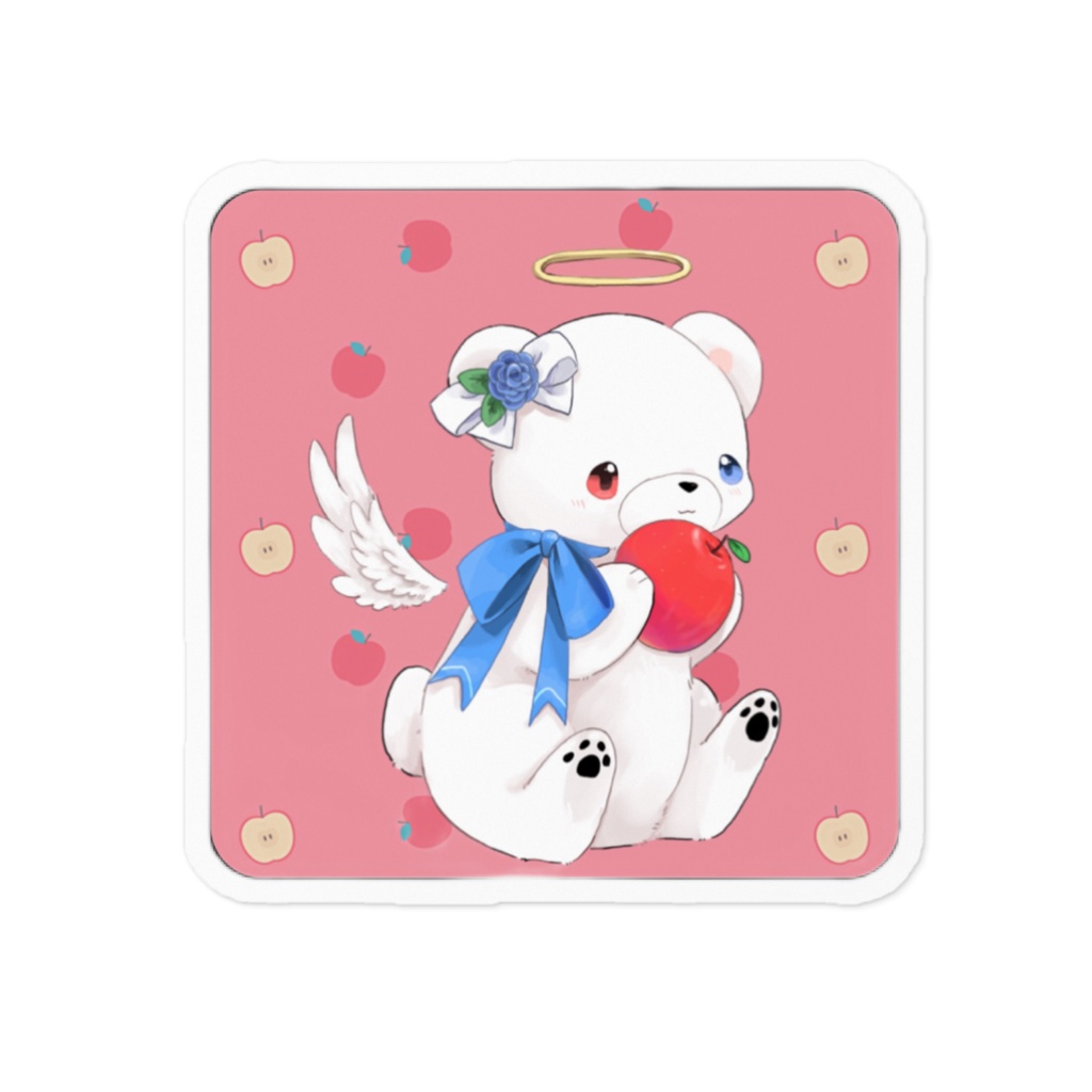 白いʕ•ᴥ•ʔｸﾏｸﾏステッカー スクエア型