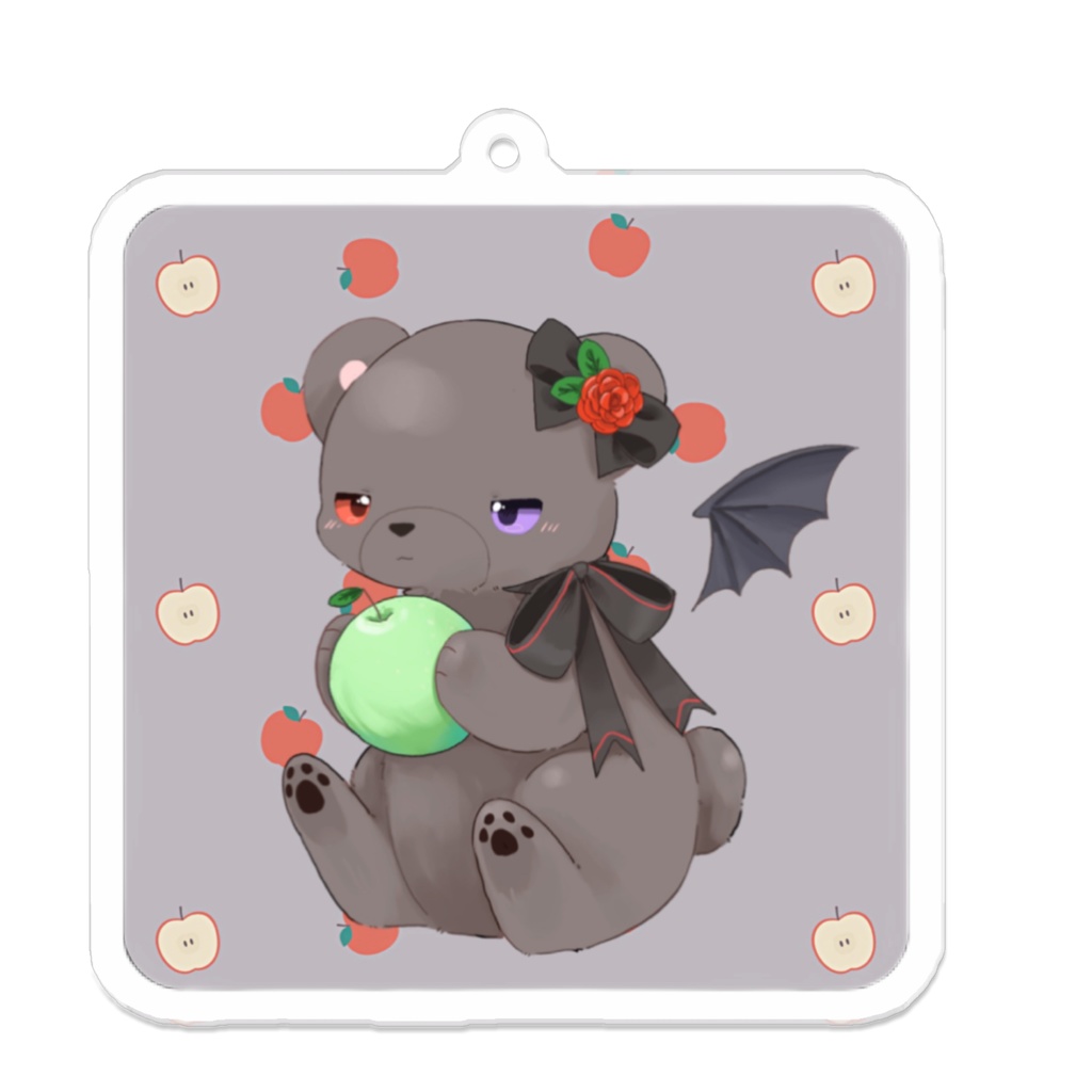 黒いʕ•ᴥ•ʔｸﾏｸﾏ アクリルキーホルダー スクエア型