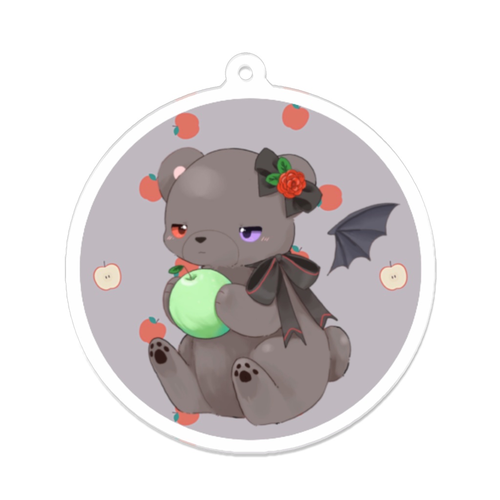 黒いʕ•ᴥ•ʔｸﾏｸﾏ アクリルキーホルダー 丸型