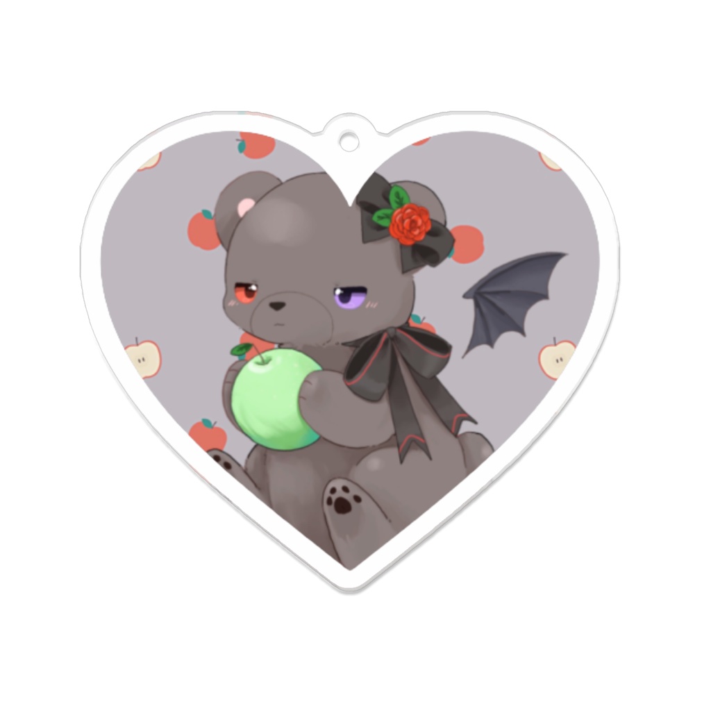 黒いʕ•ᴥ•ʔｸﾏｸﾏ アクリルキーホルダー ハート型