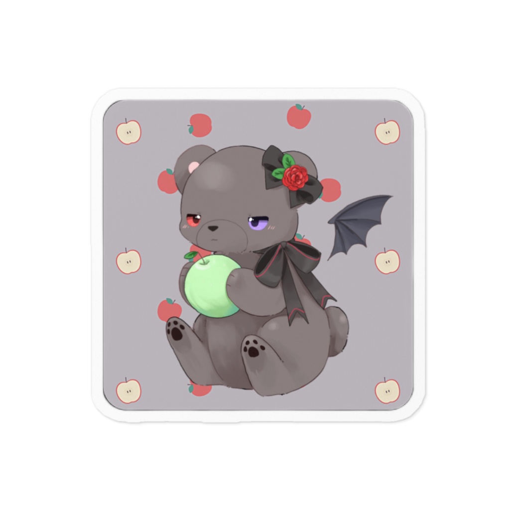 黒いʕ•ᴥ•ʔｸﾏｸﾏステッカー スクエア型