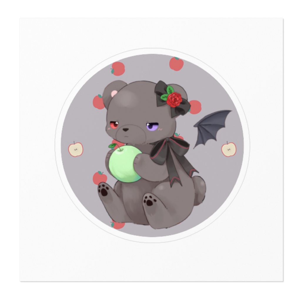 黒いʕ•ᴥ•ʔクマクマステッカー 丸型