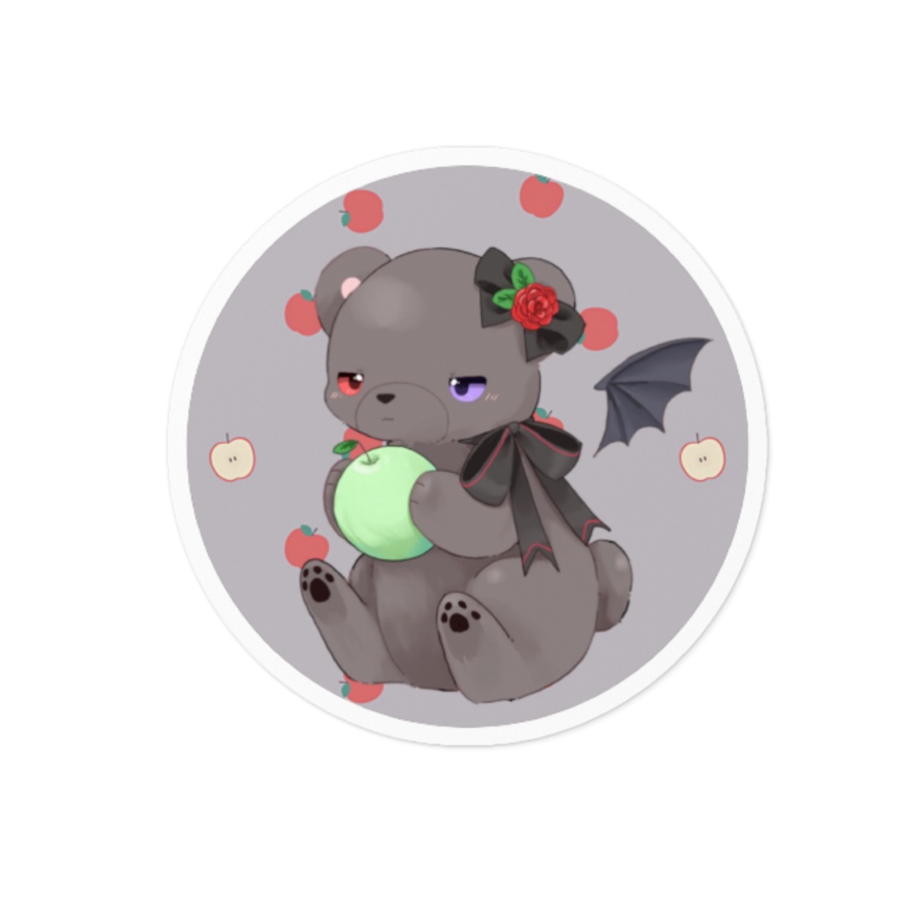 黒いʕ•ᴥ•ʔｸﾏｸﾏステッカー 丸型