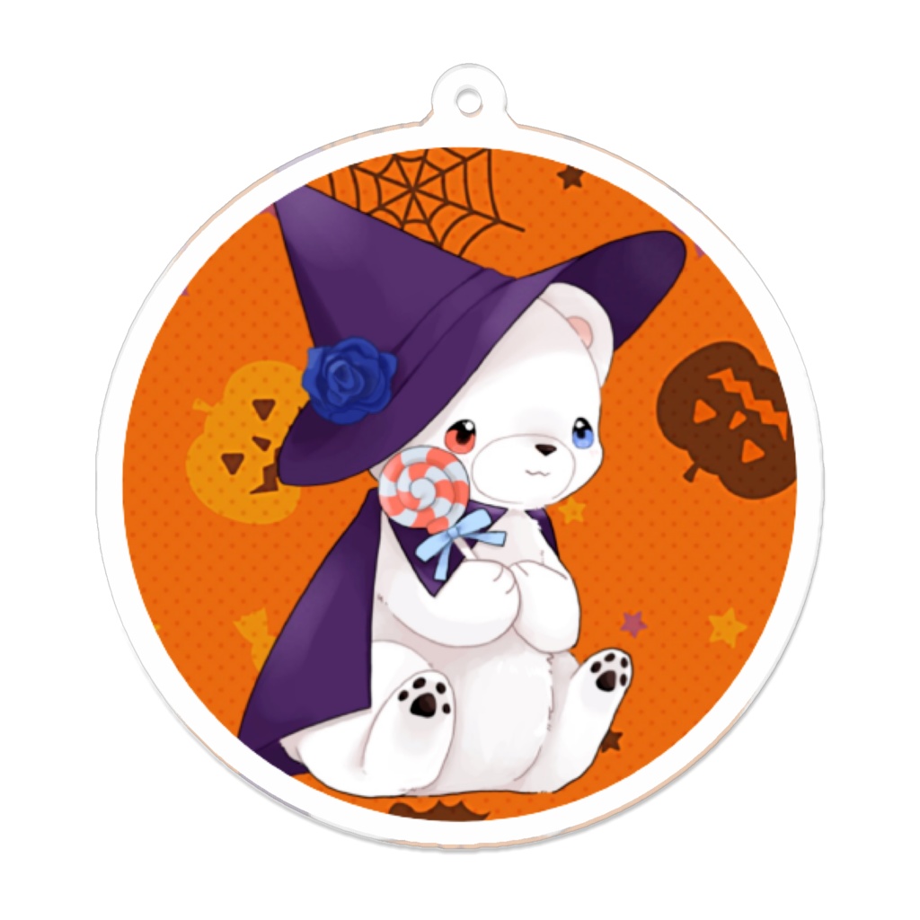 ハロウィン 白いʕ•ᴥ•ʔｸﾏｸﾏ アクキー 丸型