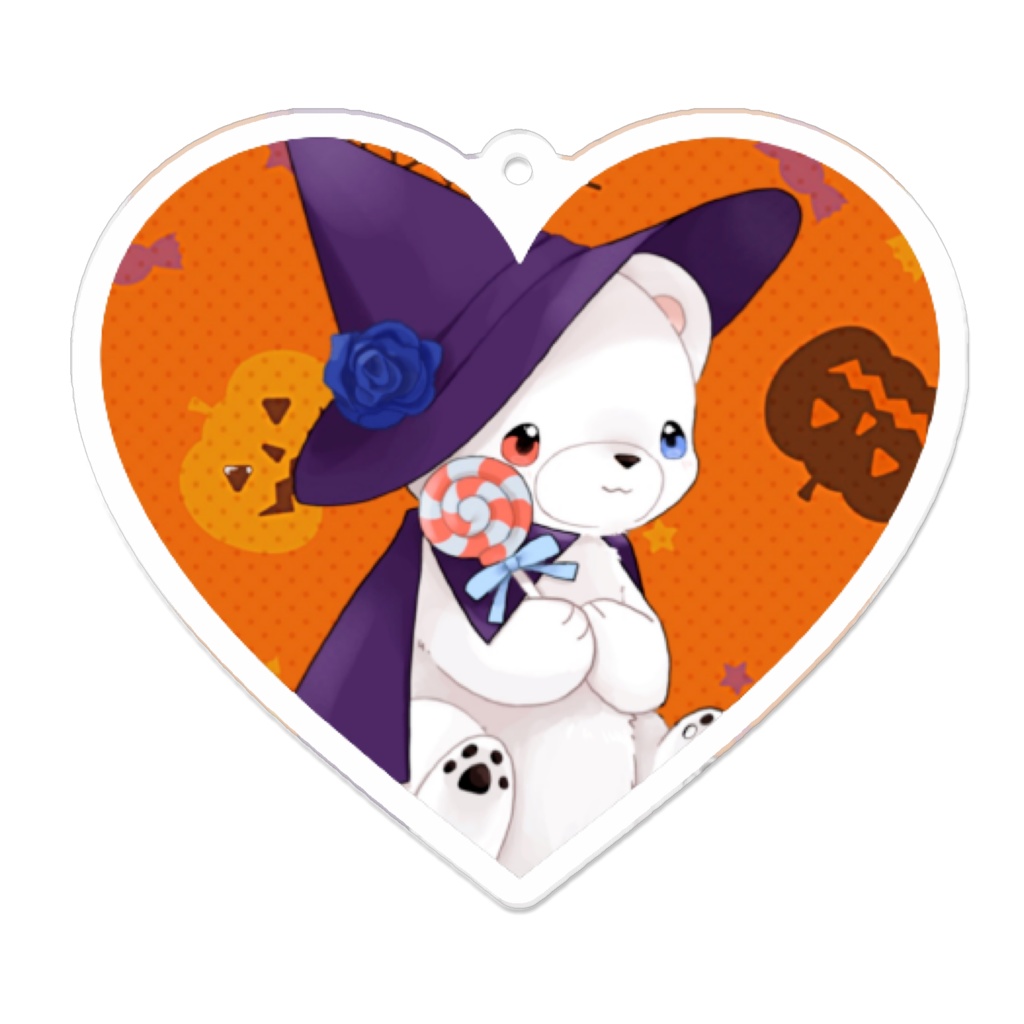 ハロウィン 白いʕ•ᴥ•ʔｸﾏｸﾏ アクキー ハート型