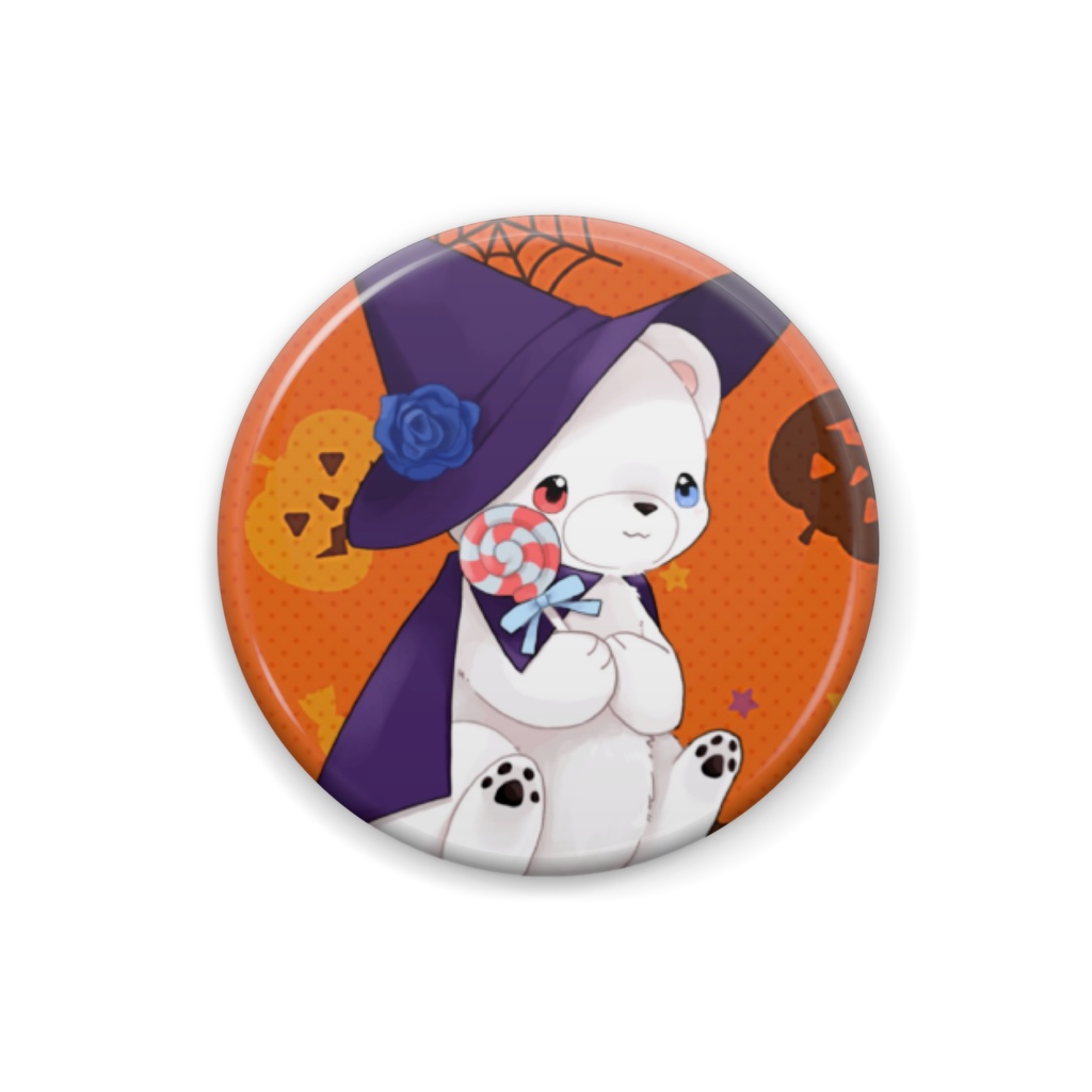 ハロウィン 白いʕ•ᴥ•ʔｸﾏｸﾏ 缶バッジ