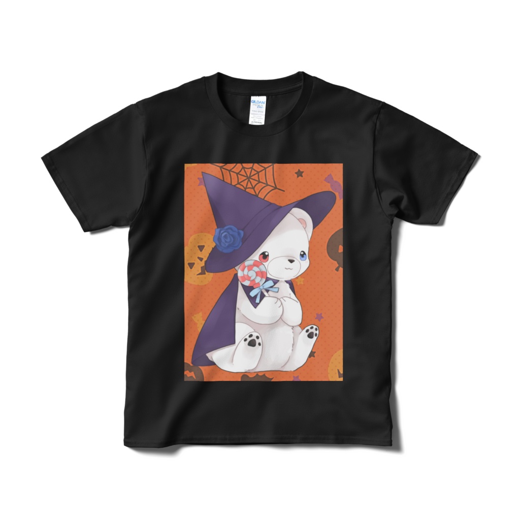 ハロウィン 白いʕ•ᴥ•ʔｸﾏｸﾏ Tシャツ 黒