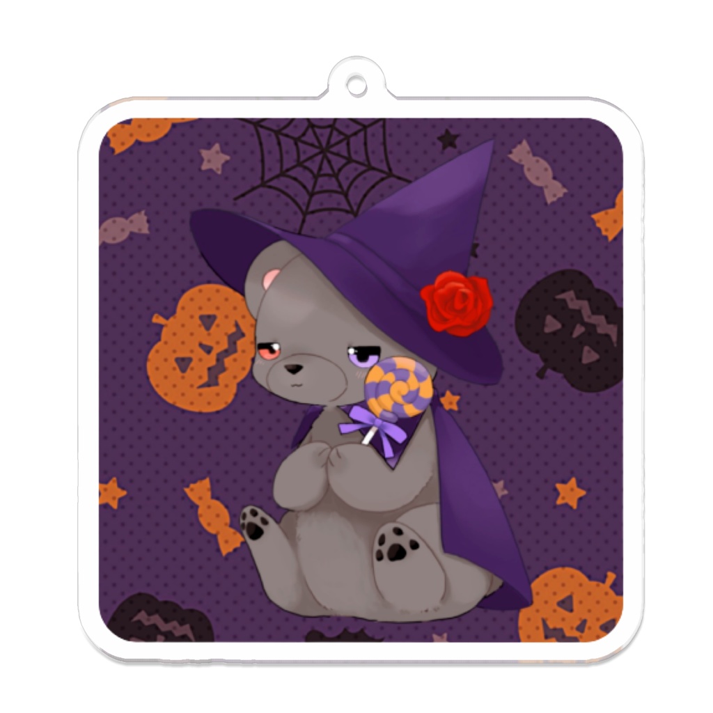 ハロウィン 黒いʕ•ᴥ•ʔｸﾏｸﾏ アクキー スクエア型