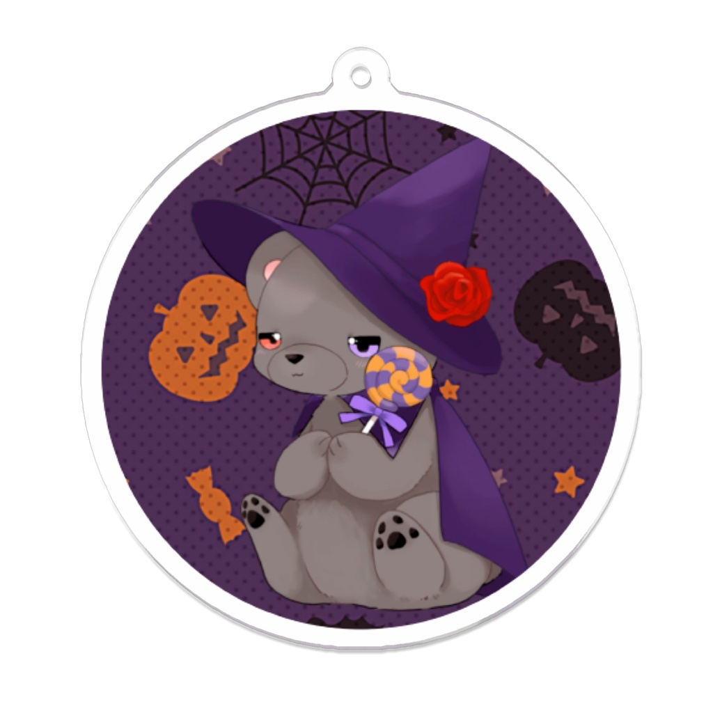 ハロウィン 黒いʕ•ᴥ•ʔｸﾏｸﾏ アクキー 丸型