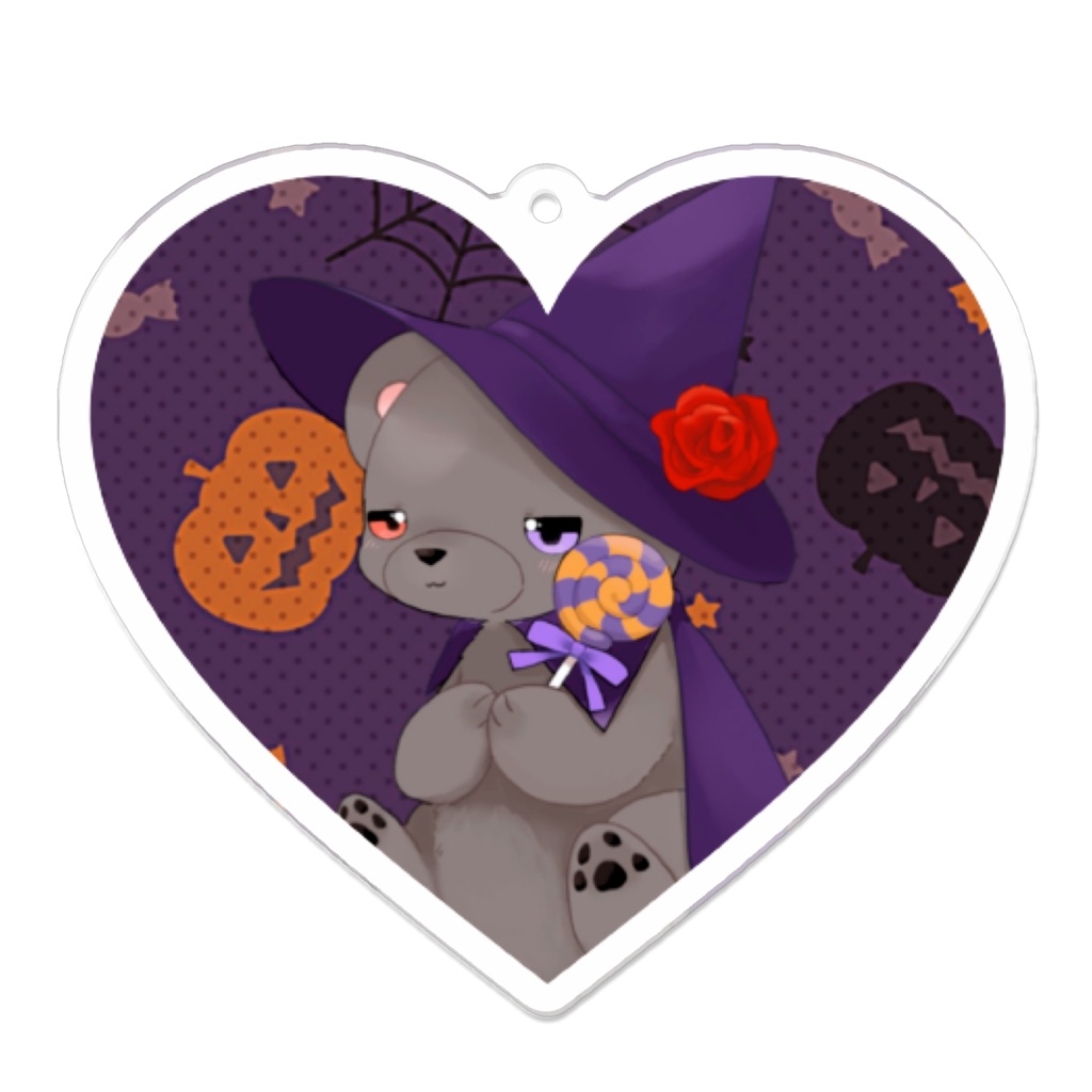 ハロウィン 黒いʕ•ᴥ•ʔｸﾏｸﾏ アクキー ハート型