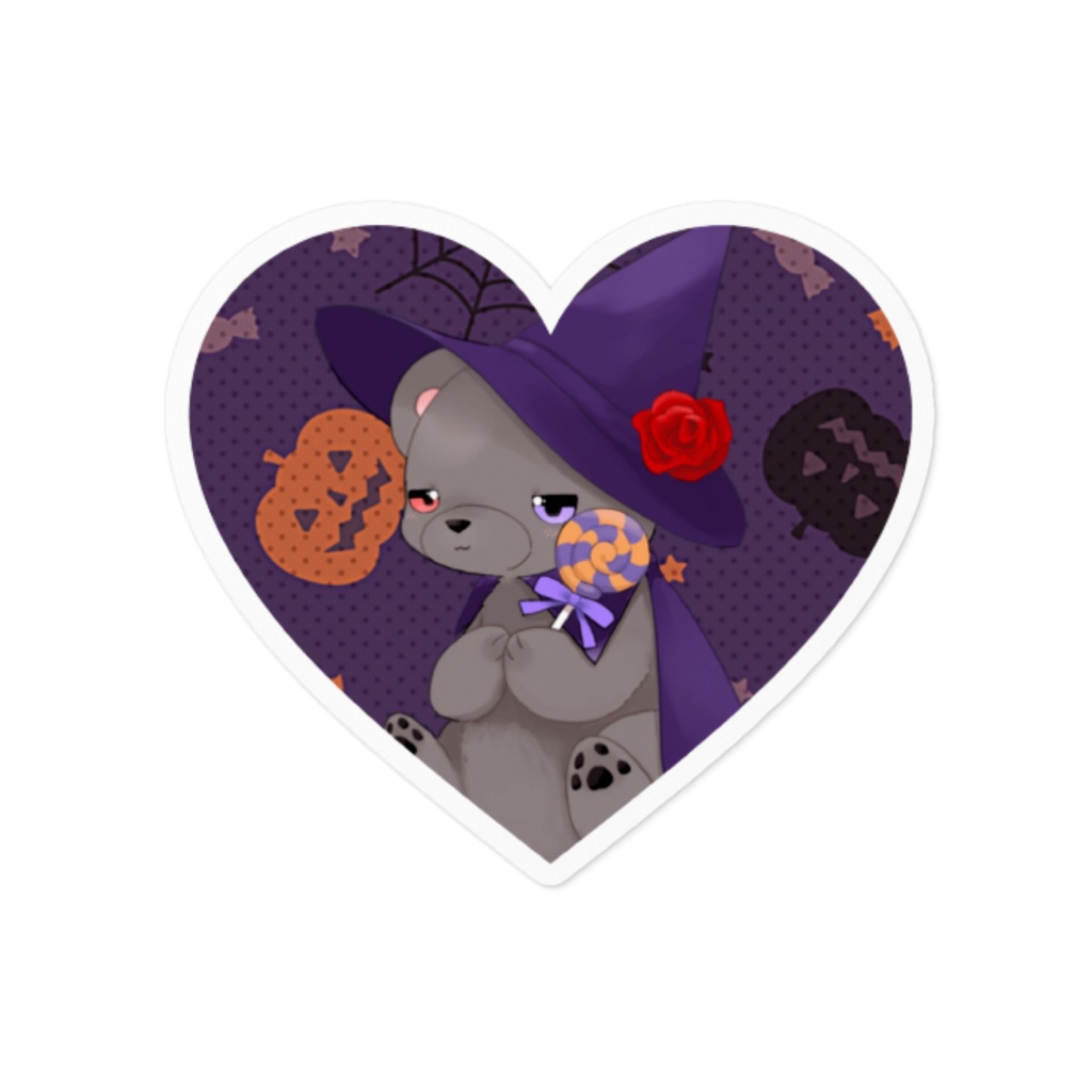 ハロウィン 黒いʕ•ᴥ•ʔｸﾏｸﾏ ステッカー ハート型