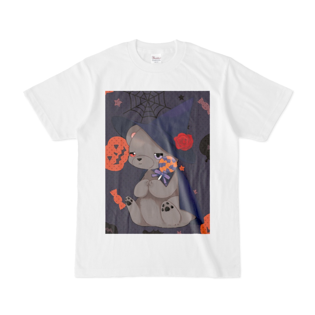 ハロウィン 黒いʕ•ᴥ•ʔｸﾏｸﾏ Tシャツ 白
