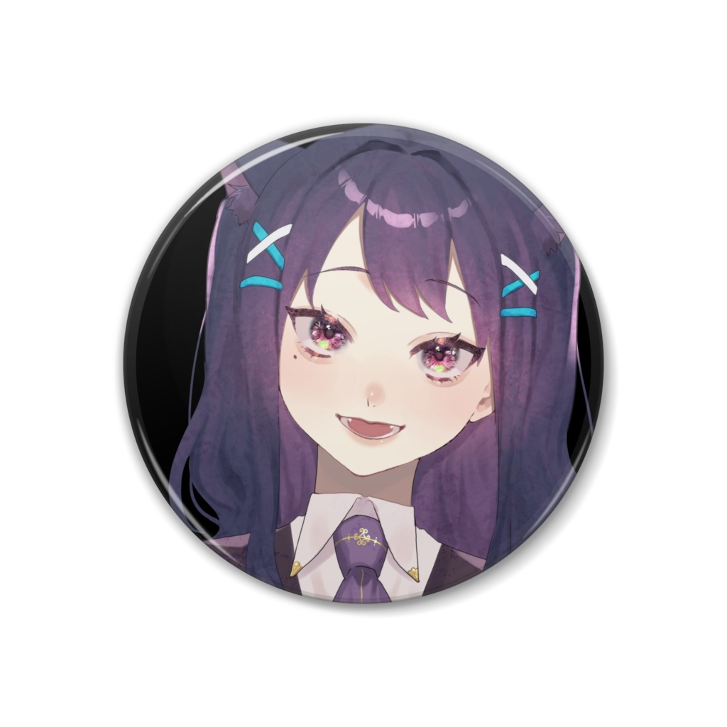 ツラがいい缶バッジ 黒/白/ゆめうつつにまだらなピンク