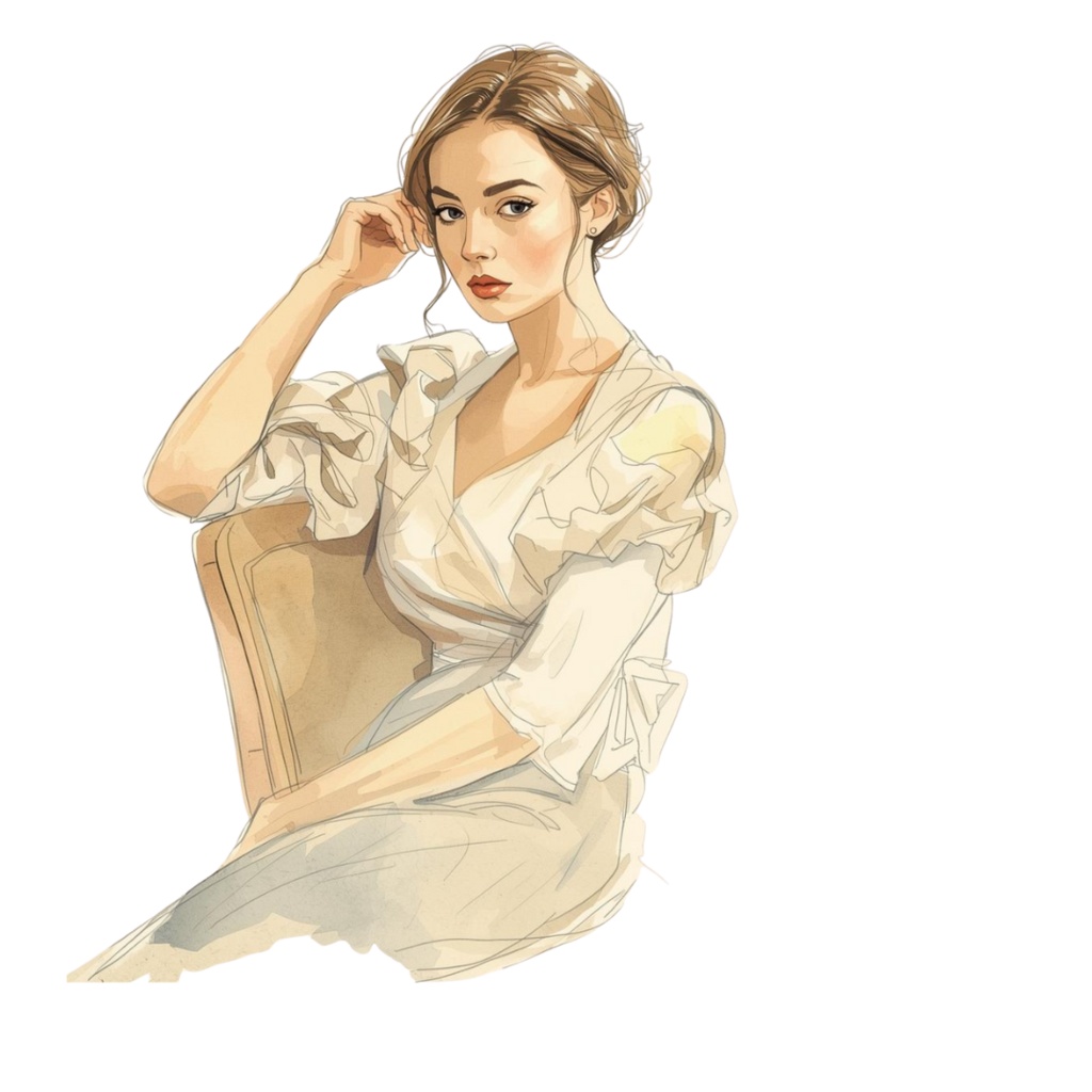 水彩 花 女子 大人小物 クリップアート セット 12点【商用利用可】ウェディング/招待状/装飾