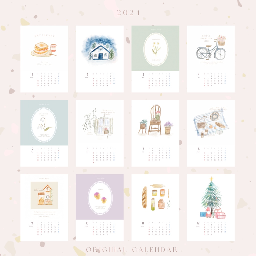 2024 fujiko オリジナルミニカレンダー(ダウンロード販売)