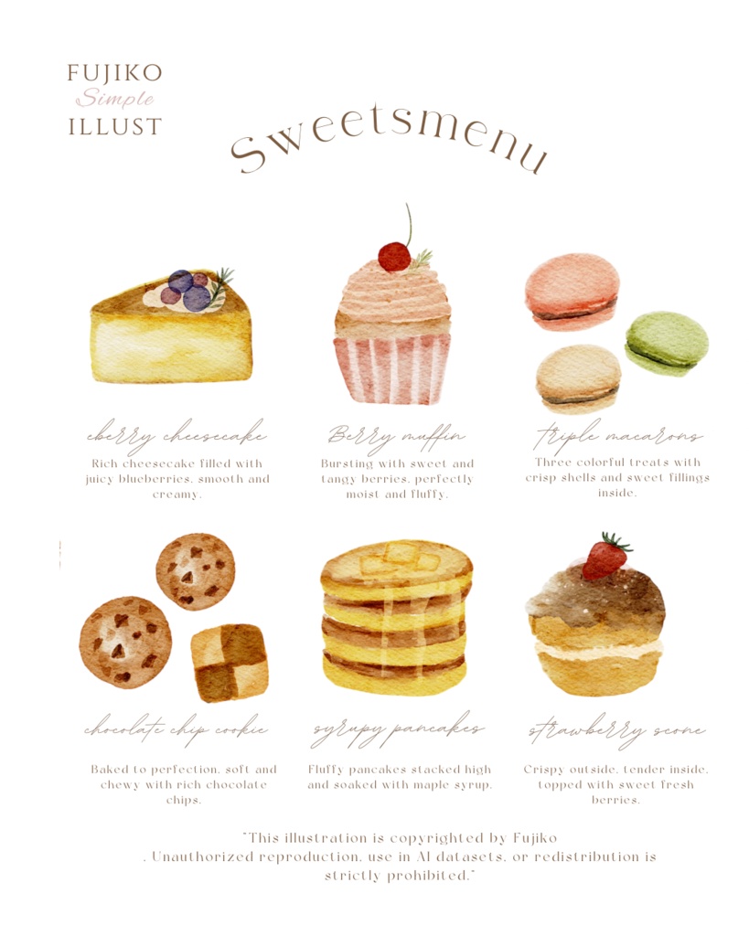 スイーツメニュー風イラスト(ダウンロード販売)