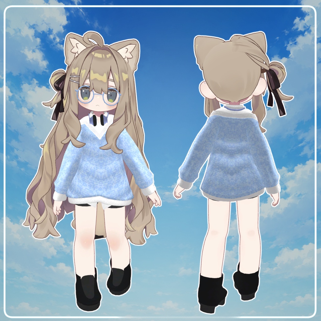 【まめふれんず対応】ふんわりオーバーサイズニット【VRChat衣装】