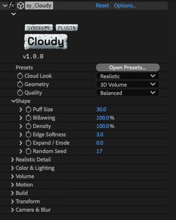(AfterEffectsプラグイン ) Syndromee Cloudy