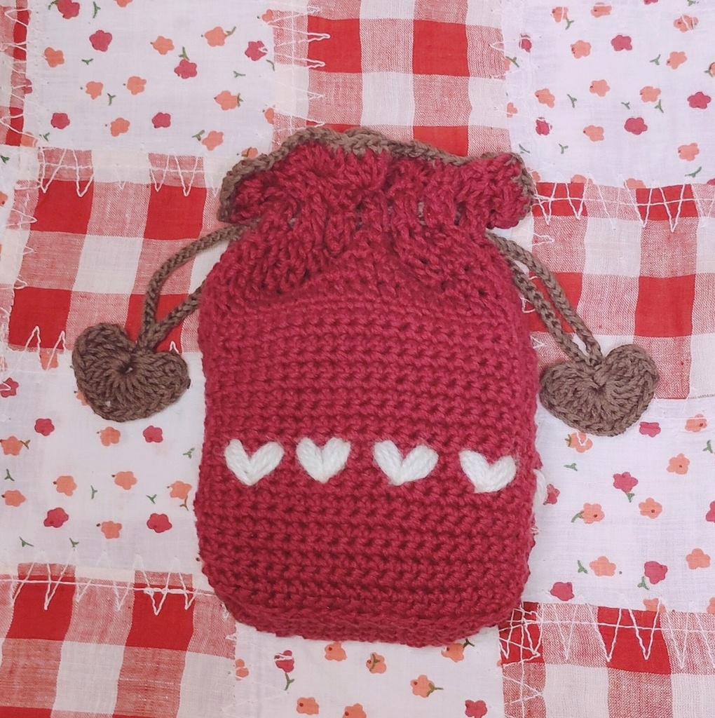はーとちょこれいと❤︎巾着ポーチ Red