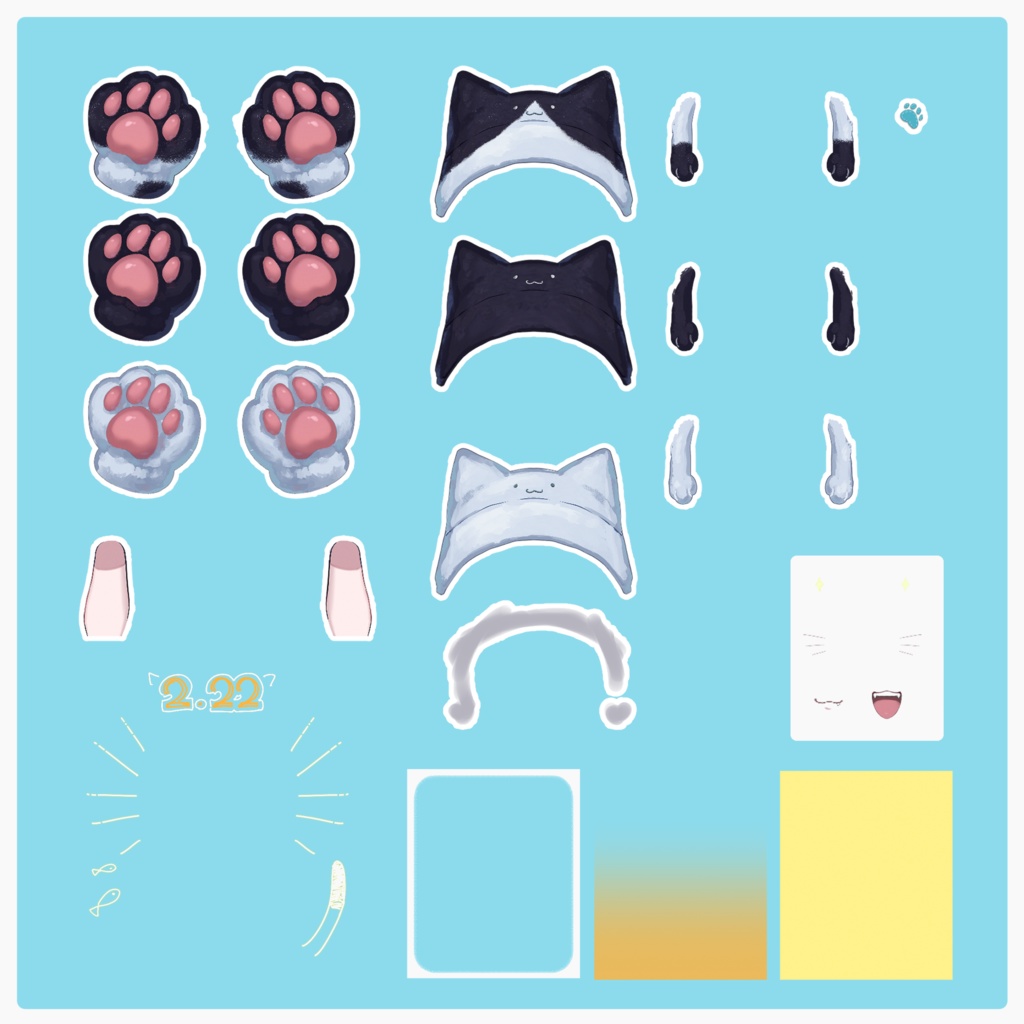 【Vtuberイラスト素材】猫のサムネセット【VTuber Assets】