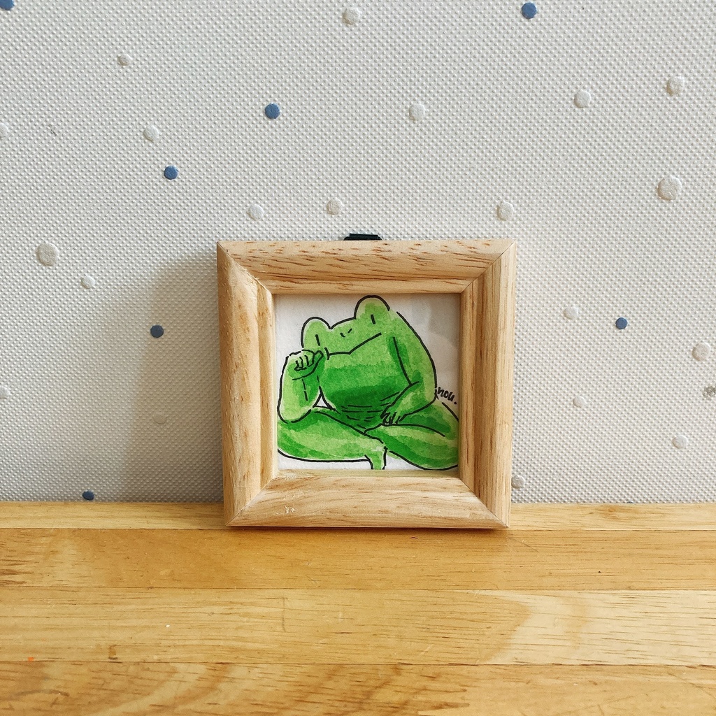 ミニ原画 あぐらをかいているたかし カエルのたかしくんの通販 Booth
