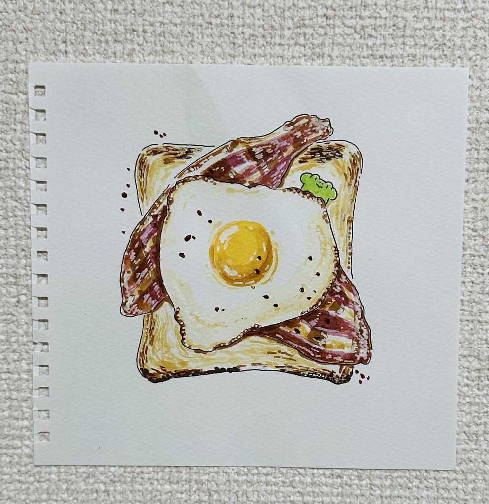 原画「ベーコンエッグトースト」