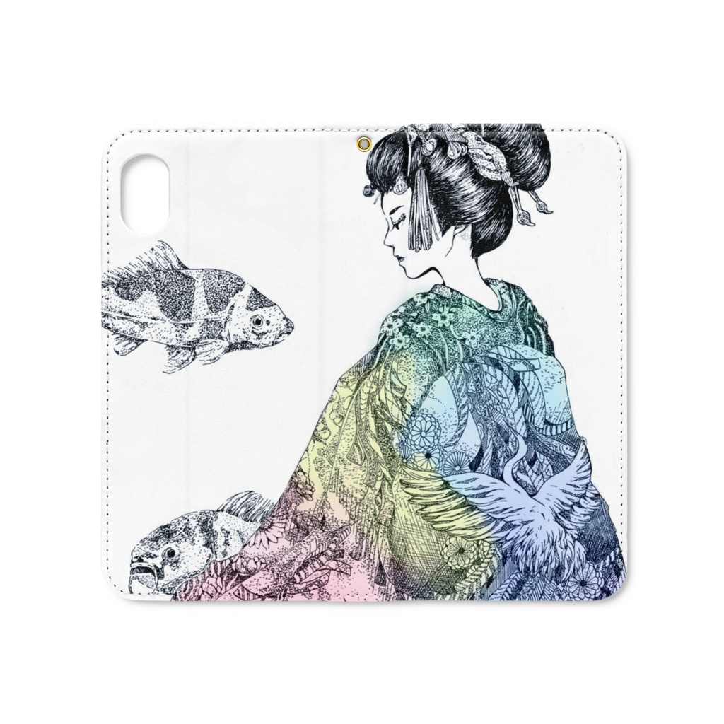 手帳型iphoneケース～花魁と鯉～カラー