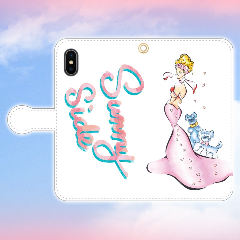 ❤ iPhone ケース ❤ 手帳型✩ファッションイラスト✩手帳型✩スマホケース✩Sunny Side✩ロゴ