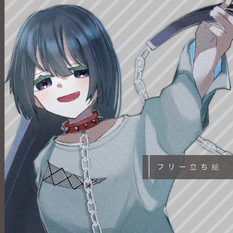 【フリー立ち絵素材】TRPG・ゲーム用｜首輪持ち女性キャラ素材（黒塗り・シルエット有）