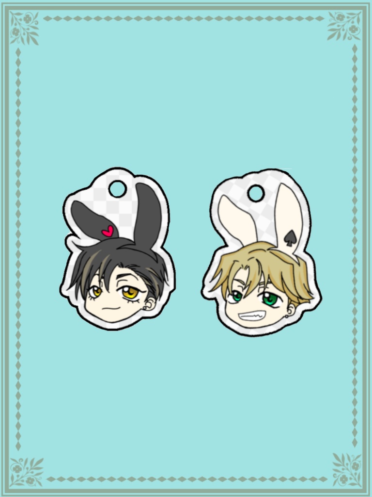 アクリルキーホルダー　うさぎクリス&うさぎフィン
