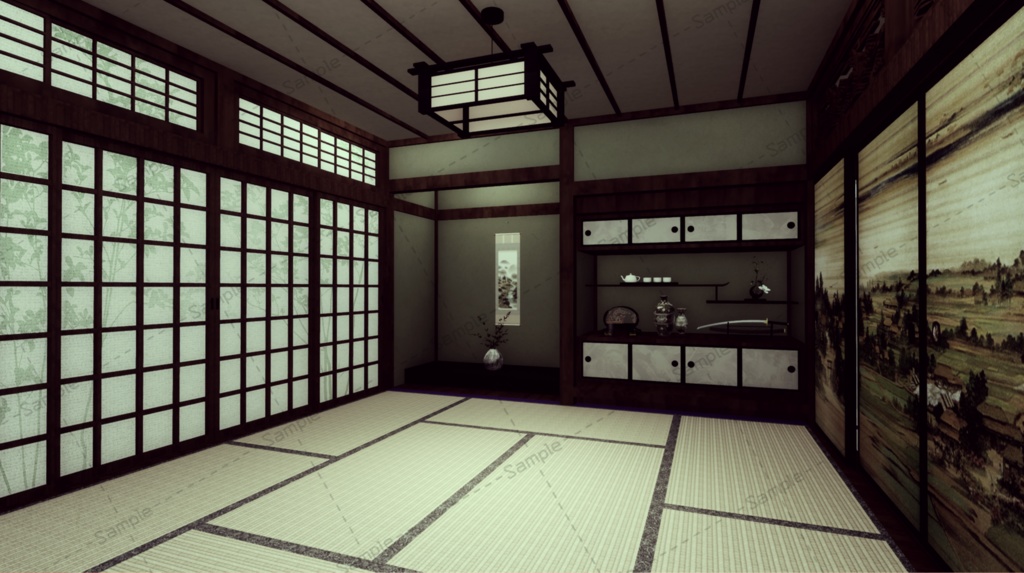 【Vtuberさん向け/イラスト背景素材】和室差分5種【企画・雑談・歌枠用配信素材】