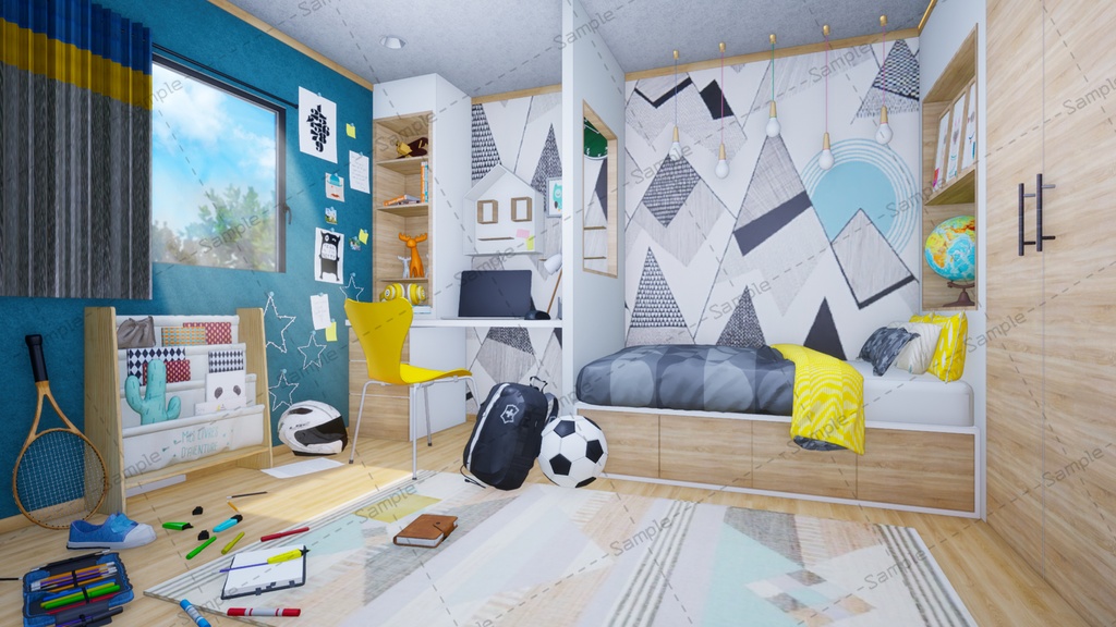 【Vtuberさん向け/イラスト背景素材】元気いっぱいわんぱくなお部屋【企画・雑談・歌枠用配信素材】