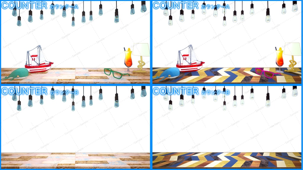 【Vtuberさん向け/イラスト背景素材】2色セットマリンなお部屋【企画・雑談・歌枠用配信素材】