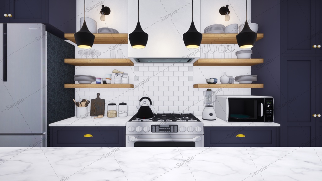 【Vtuberさん向け/イラスト背景素材】キッチンスタジオ【企画・雑談・歌枠用配信素材】