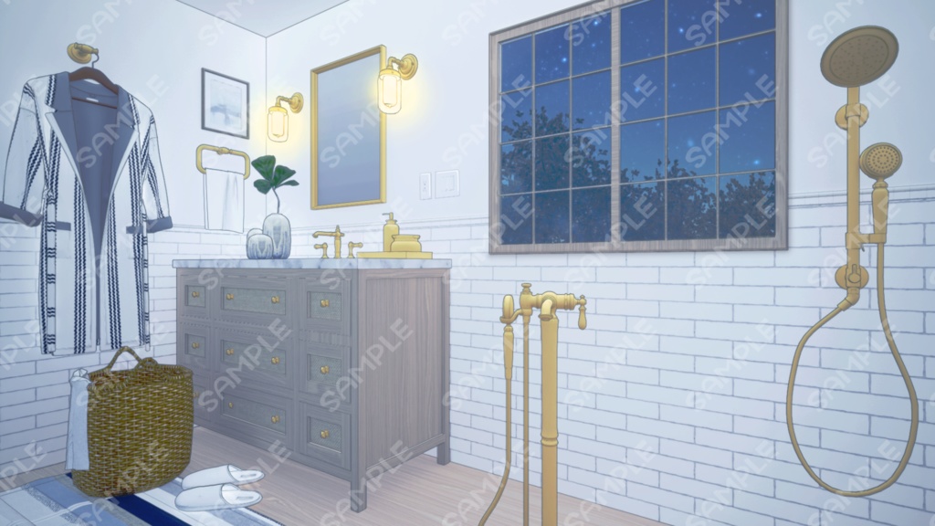 【Vtuberさん向け/イラスト背景素材】差分あり あわあわバスルーム【企画・雑談・歌枠用配信素材】