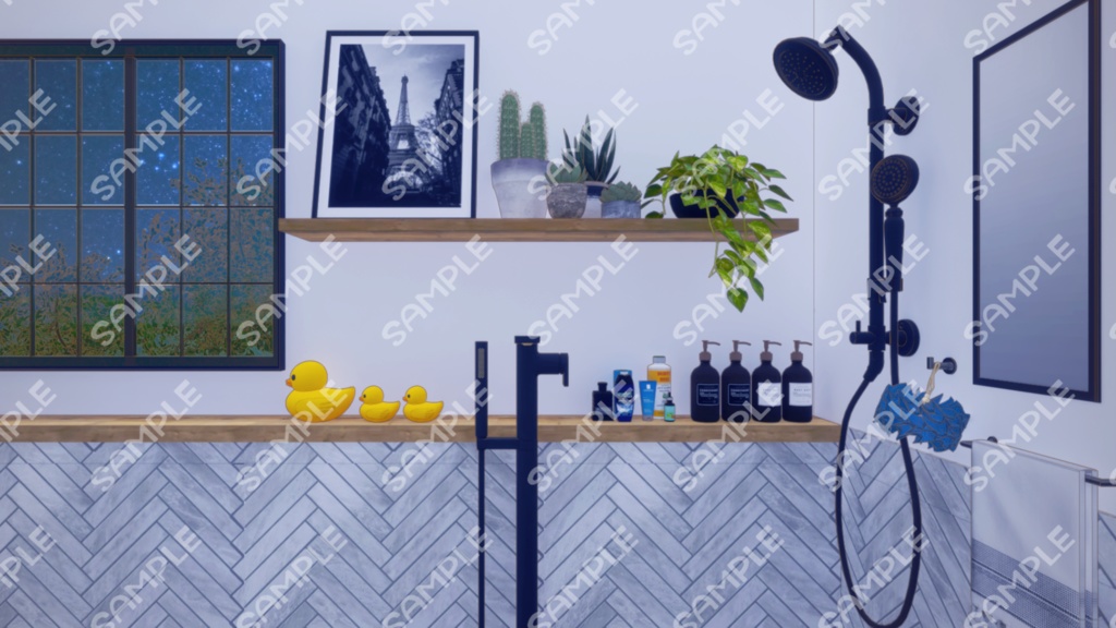 【Vtuberさん向け/イラスト背景素材】差分あり あわあわバスルームB【企画・雑談・歌枠用配信素材】