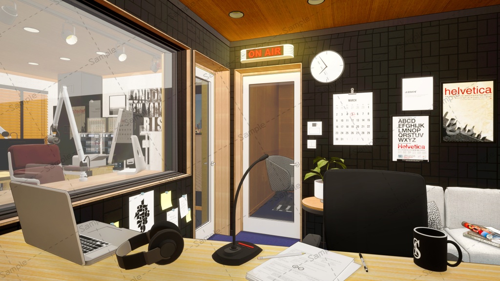 【Vtuberさん/イラスト背景素材】ラジオブース背景【企画・雑談・歌枠用配信素材】