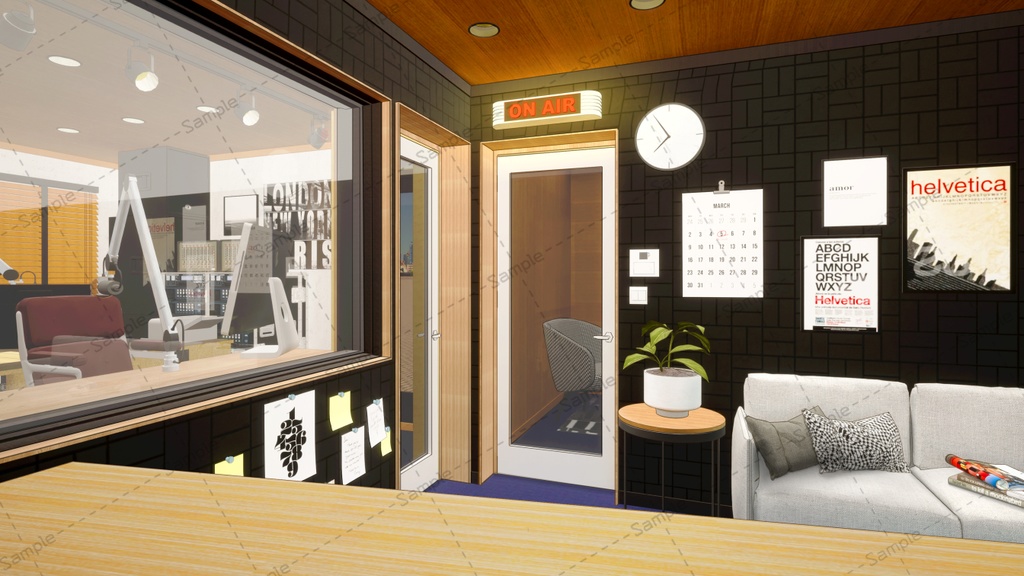 【Vtuberさん/イラスト背景素材】ラジオブース背景【企画・雑談・歌枠用配信素材】