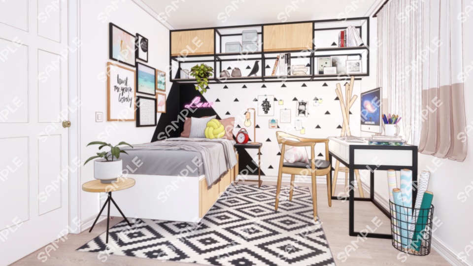【Vtuberさん/イラスト背景素材】シンプルかわいいお部屋【企画・雑談・歌枠用配信素材】