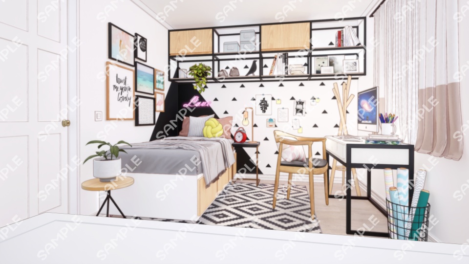 【Vtuberさん/イラスト背景素材】シンプルかわいいお部屋【企画・雑談・歌枠用配信素材】