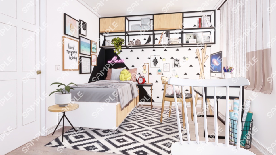 【Vtuberさん/イラスト背景素材】シンプルかわいいお部屋【企画・雑談・歌枠用配信素材】