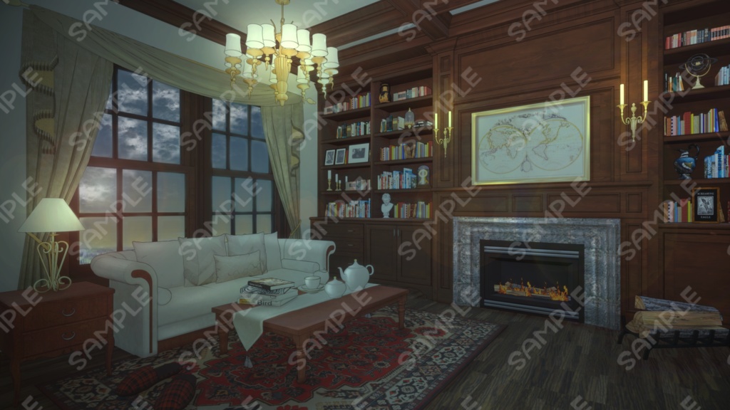 【Vtuberさん/イラスト背景素材】しずかな書斎【企画・雑談・歌枠用配信素材】