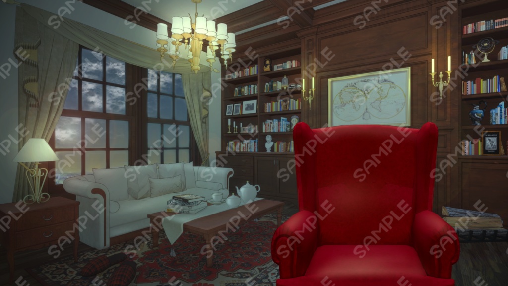 【Vtuberさん/イラスト背景素材】しずかな書斎【企画・雑談・歌枠用配信素材】