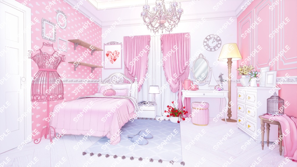 【Vtuberさん配信部屋】ぴんくガーリーなお部屋【企画・雑談・歌枠用配信素材】