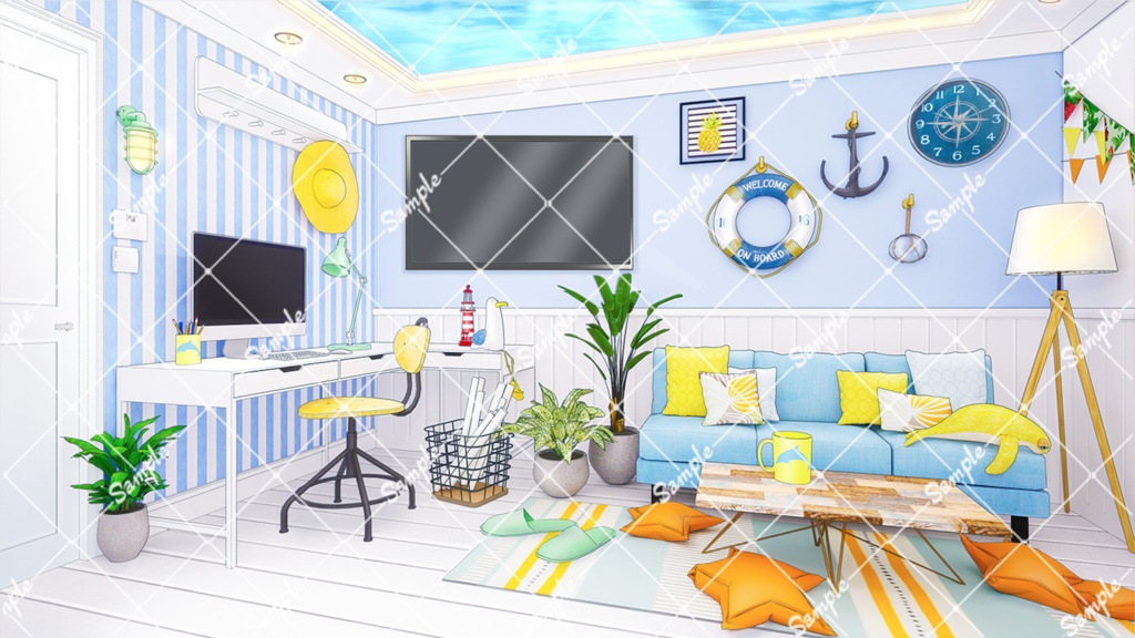 【Vtuberさん配信部屋】サマーマリンなお部屋【企画・雑談・歌枠用配信素材】